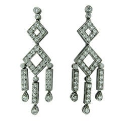 TIFFANY & CO. Diamond Platinum Drop Earrings 7