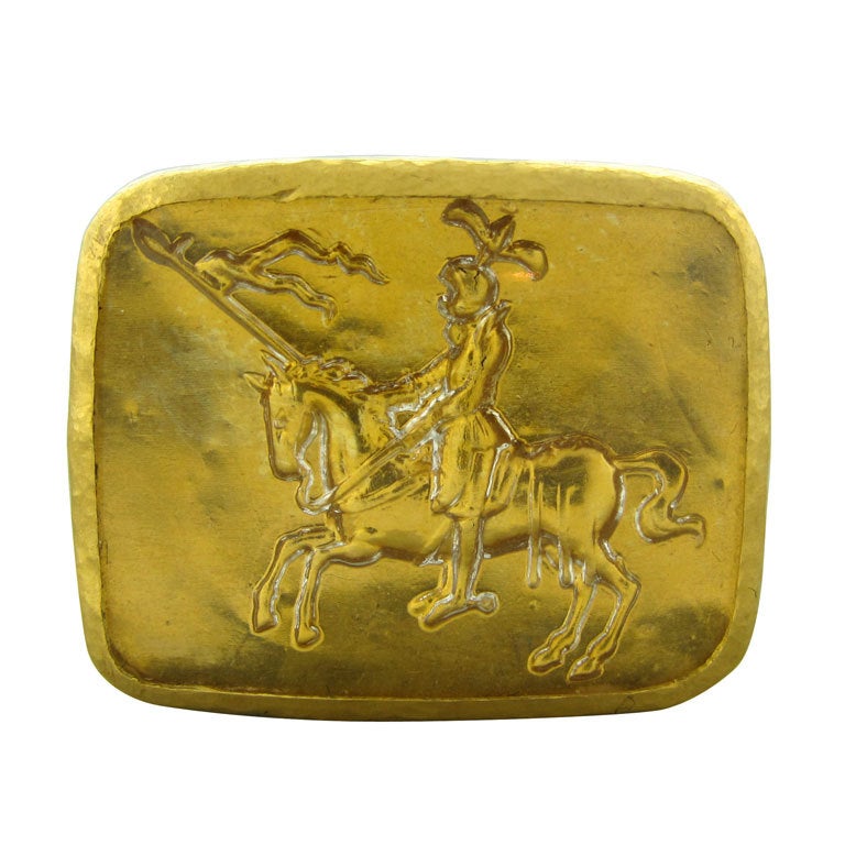 GURHAN Large Knight On Horse Glass Crystal Gold Ring