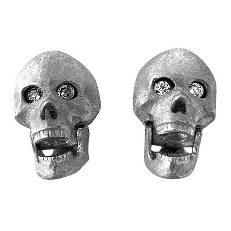 Deakin & Francis Diamond Gold Skull Earrings