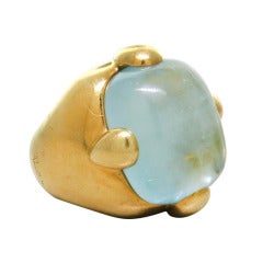Large Pomellato Aquamarine Gold Ring