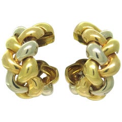 Vintage Poiray Gold Braided Hoop Earrings