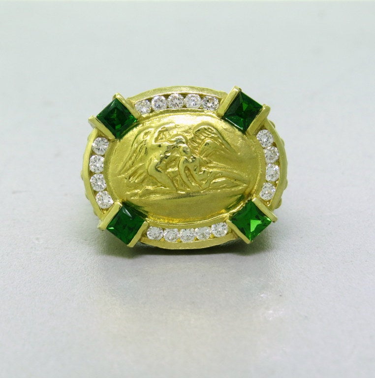 Tsavorite Garnet Diamond Gold Ring