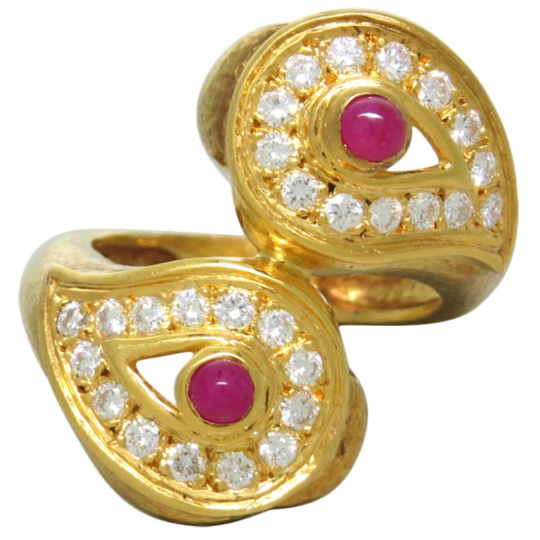Zolotas Ruby Diamond Gold Ring