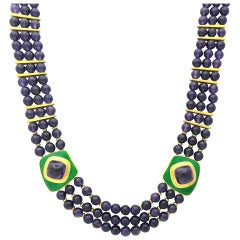 Leo De Vroomen London Collier en or, émail et améthyste