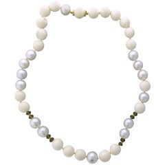 Trianon South Sea Pearl Mammoth Bead Smokey Topaz Gold Necklace