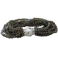Trianon Pearl Topaz Aquamarine Diamond Gold Bracelet 4