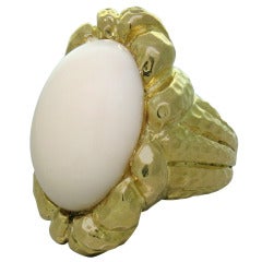 Large Angel Skin Coral Gold Ring Large Angel Skin Coral Gold Ring