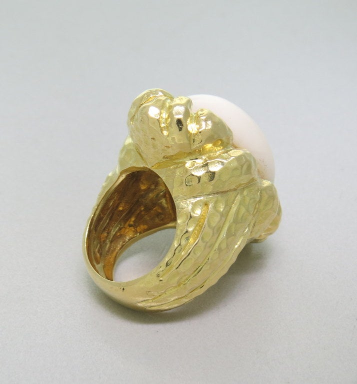 Large Angel Skin Coral Gold Ring