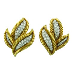 DAVID WEBB Diamond Gold Platinum Earrings