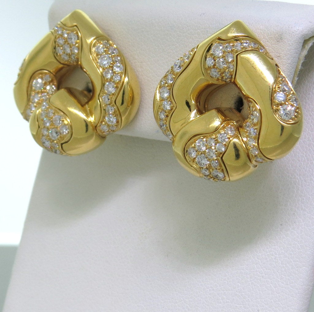 Marina B 18k gold diamond earrings. Measurements 25mm x 27mm. Marked - Marina B,750,Italian hallmark. weight - 31.8g