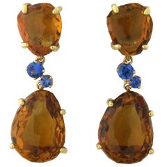 Pomellato Bahia Citrine Sapphire Gold Drop Earrings