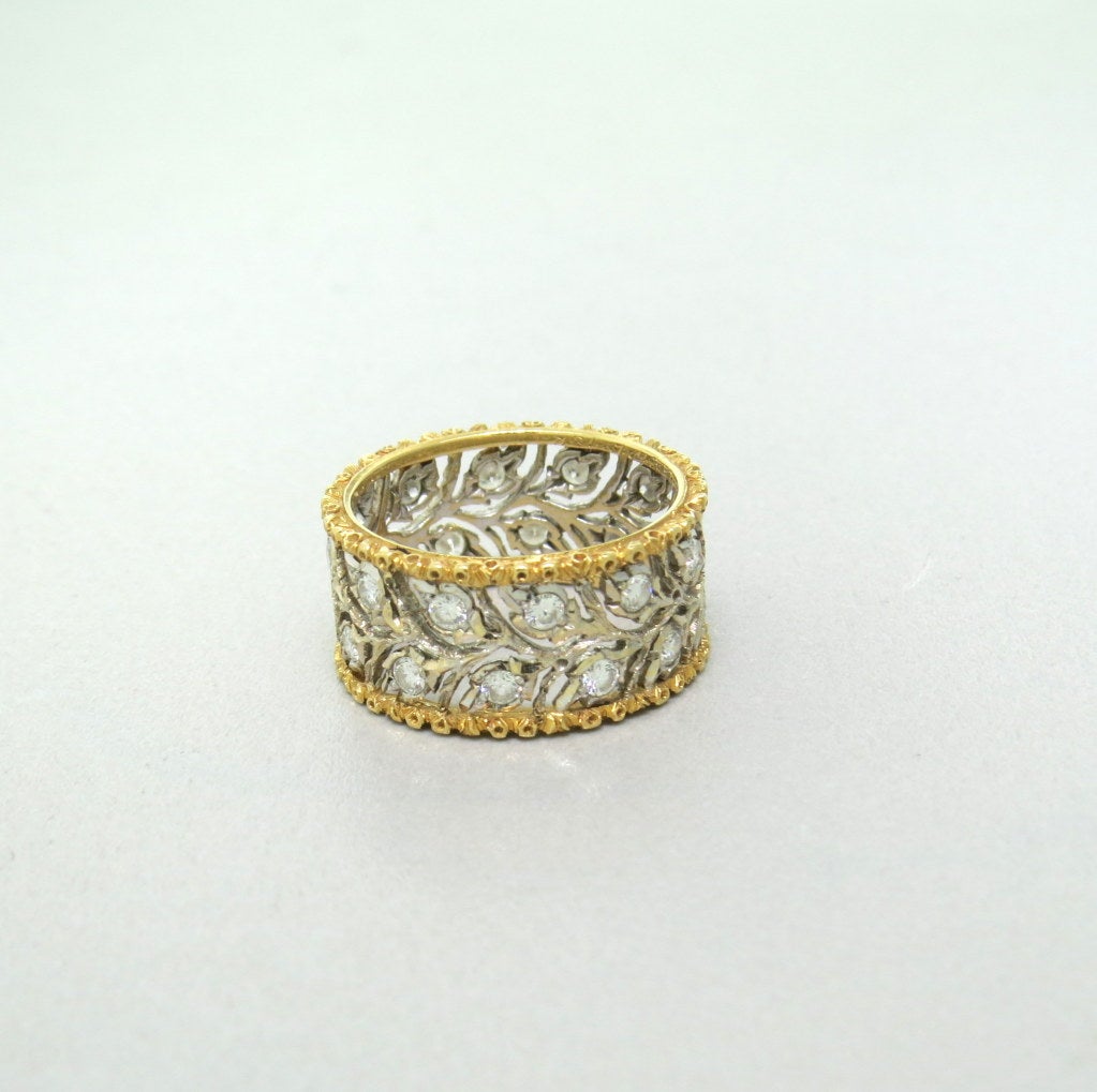 Anello a fascia larga con diamanti in oro di Buccellati
