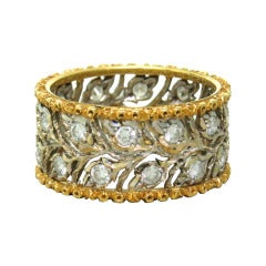 Buccellati Ramage Gold Diamond Wide Band Ring