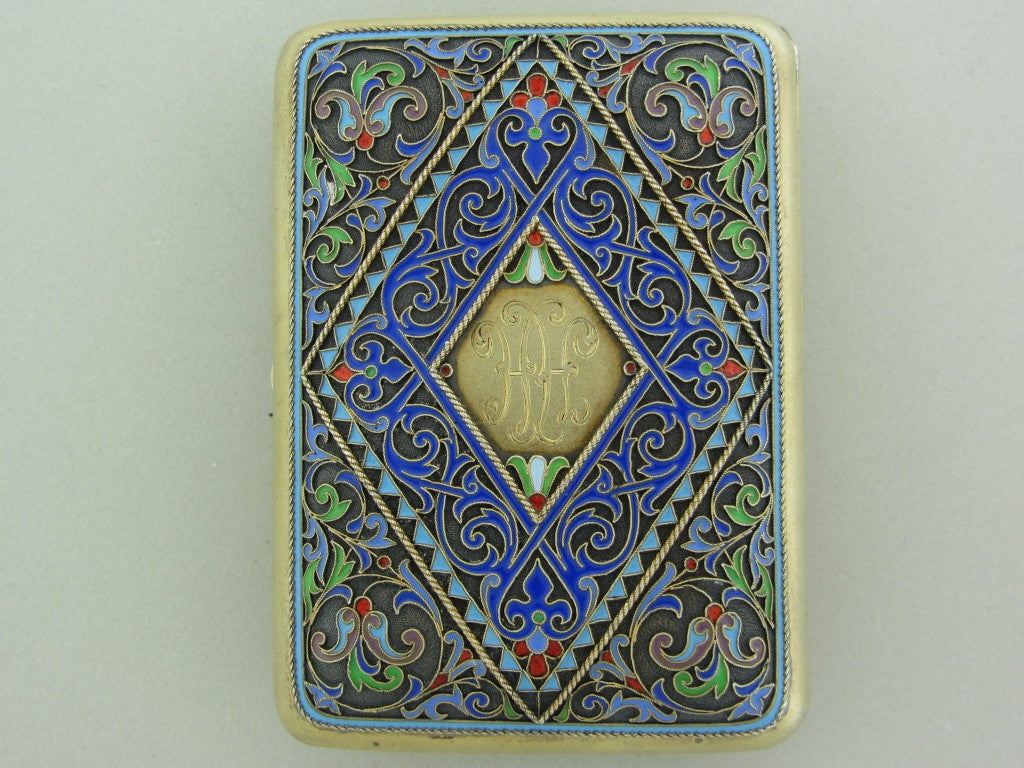 GRACHEV  Russia Silver Cloisonne Enamel Cigarette Case