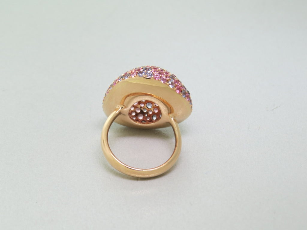 Modern Gold Multi Color Sapphire Ring In Excellent Condition In Lambertville, NJ