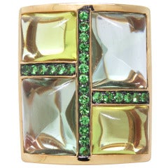 Modern Multi-Color Stones Demantoid Garnet Ring