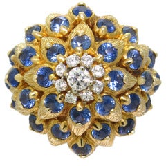 1960er Gold Saphir Diamant Cocktail Ring