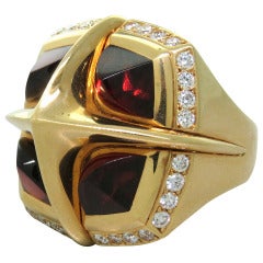 Valente Garnet Diamond Gold Large Ring 11