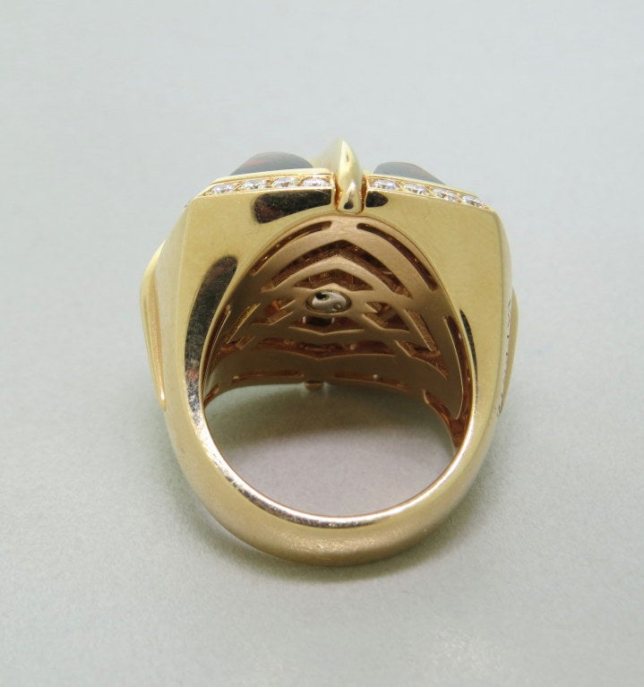 Valente Granat Diamant Gold Großer Ring im Zustand „Hervorragend“ in Lambertville, NJ