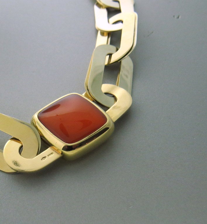 Vhernier Carnelian Gold Link Necklace In Excellent Condition In Lambertville, NJ