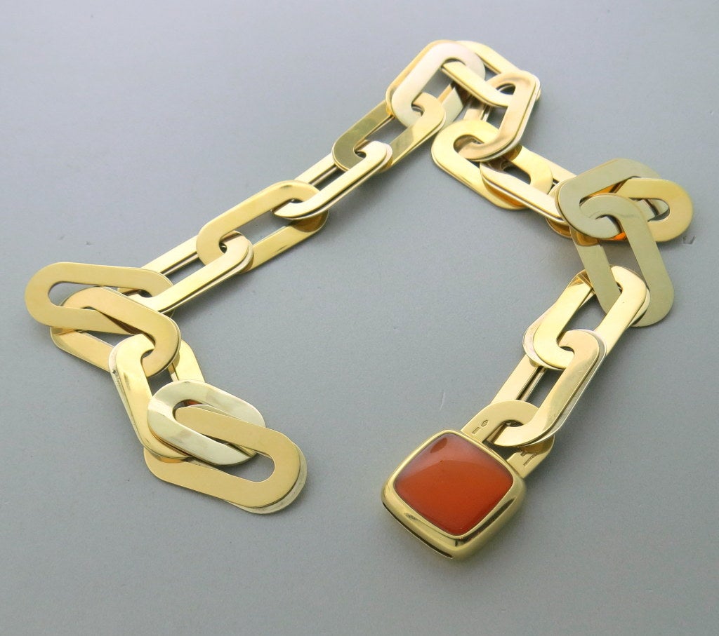 Women's Vhernier Carnelian Gold Link Necklace