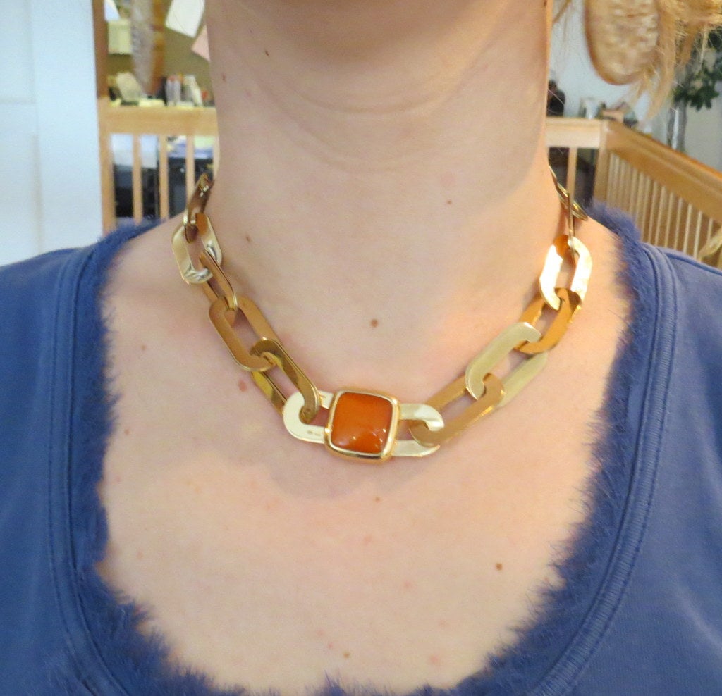 Vhernier Carnelian Gold Link Necklace 1