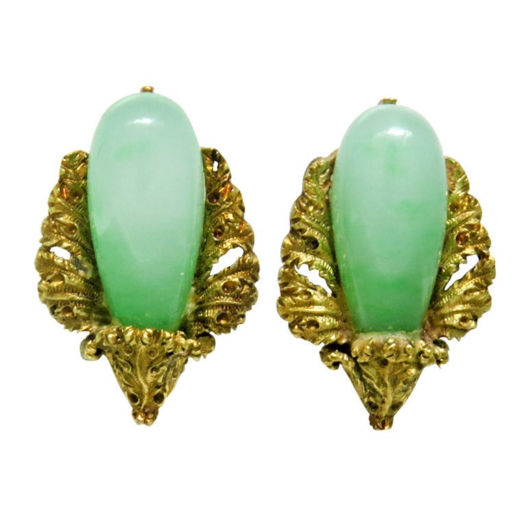 Buccellati Jade Gold Earrings