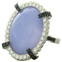 Impressive Gold Chalcedony Diamond Cocktail Ring Impressive Gold Chalcedony Diamond Cocktail Ring