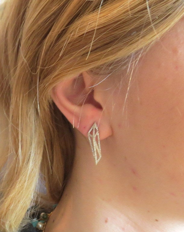 Monique Pean Geometric K'atun Gold Diamond Earrings In Excellent Condition In Lambertville, NJ