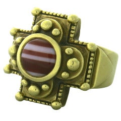 1990s Kieselstein Cord Gold Agate Ring