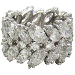 Important 1950s Platinum Diamond Wide Eternity Wedding Band Ring