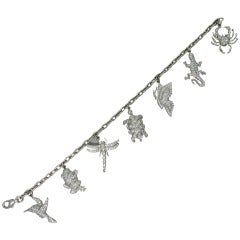 1996 Tiffany & Co Platinum Diamond Charm Bracelet