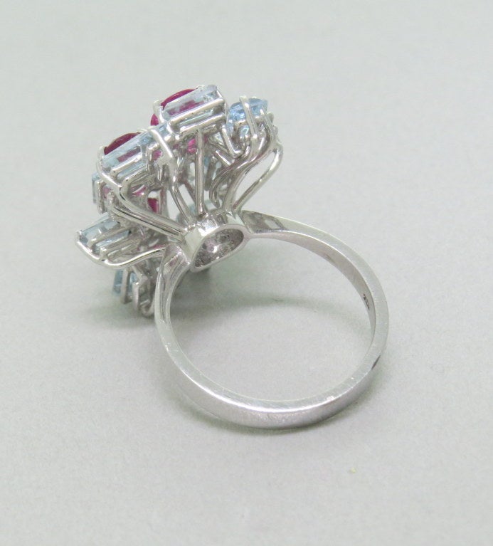 H Stern Aquamarine Pink Tourmaline Gold Ring In Excellent Condition In Lambertville, NJ