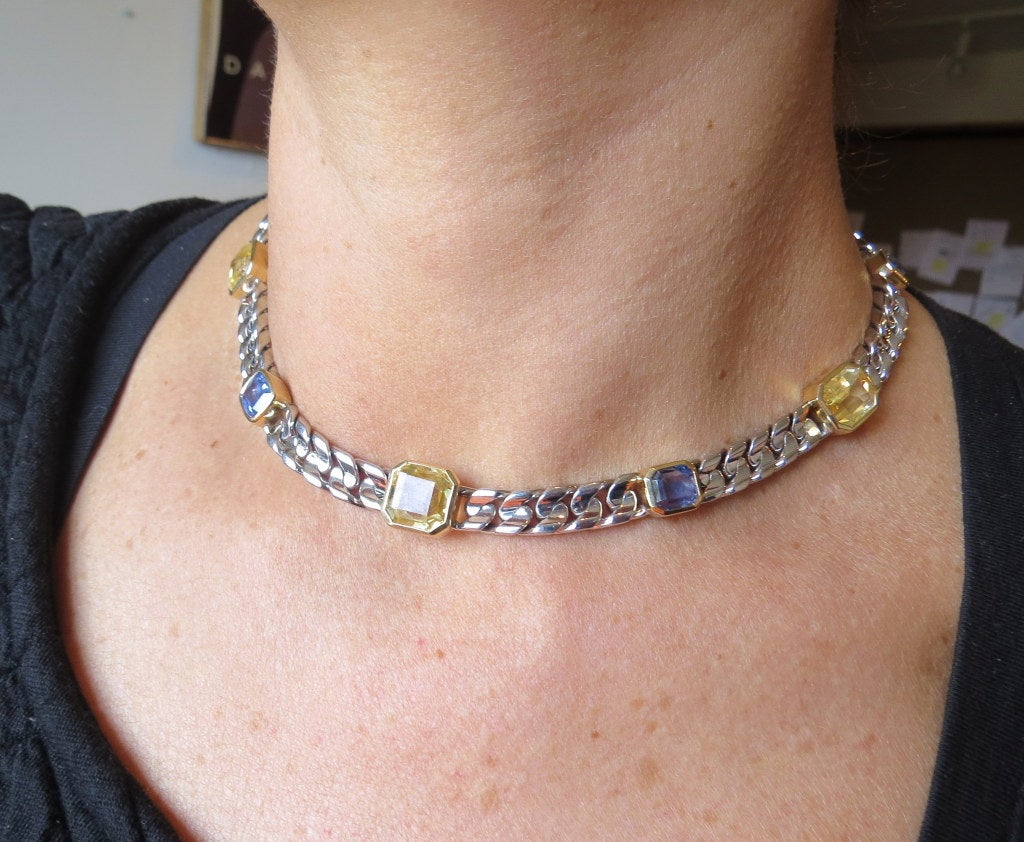 Women's 1980s Classic Bulgari Multicolor Sapphire Necklace