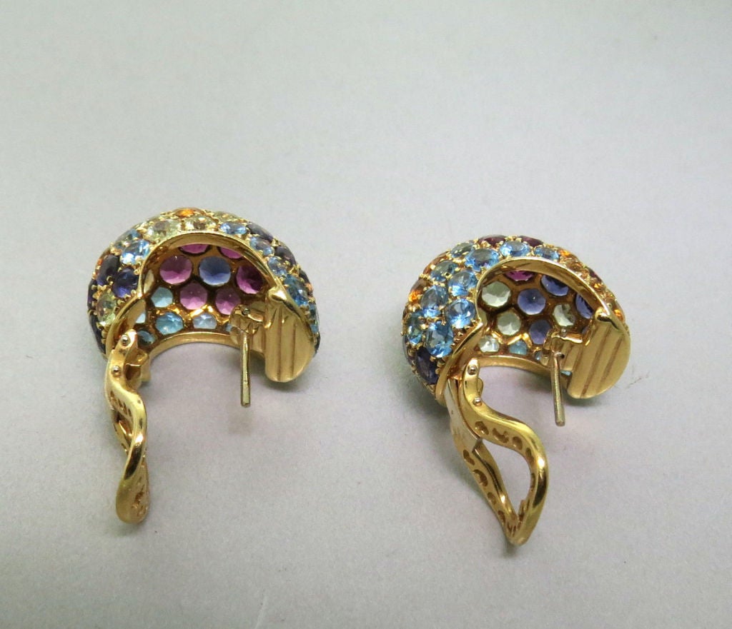 Pasquale Bruni Gold Multi Gemstone Earrings In Excellent Condition In Lambertville, NJ