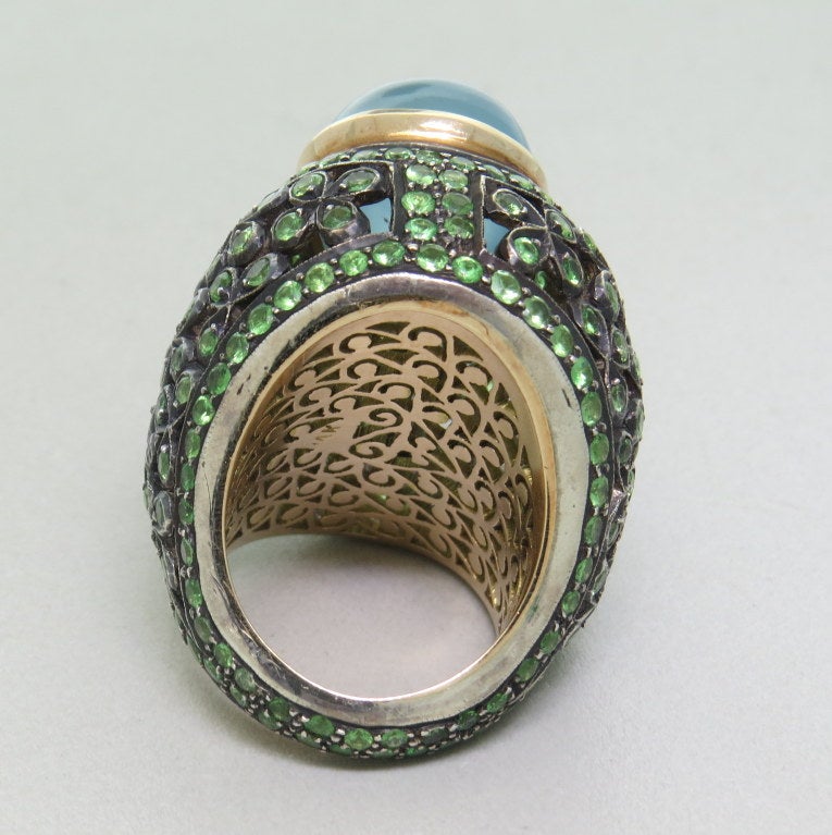 aquamarine and garnet ring