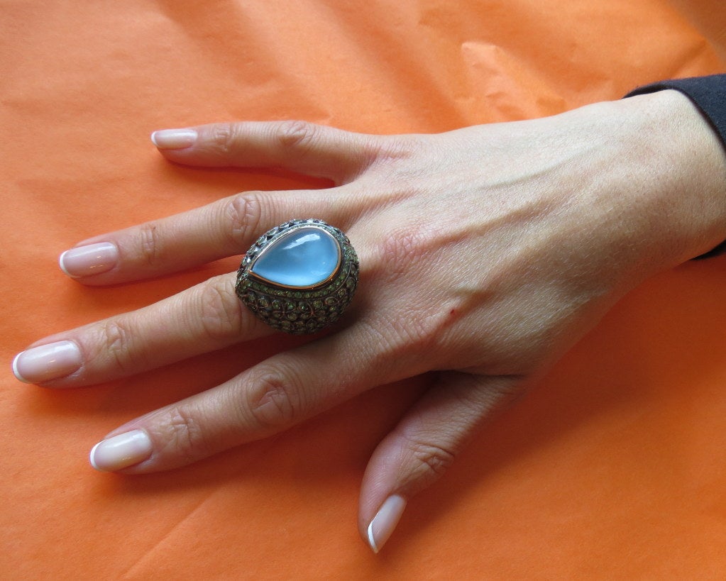 garnet and aquamarine ring