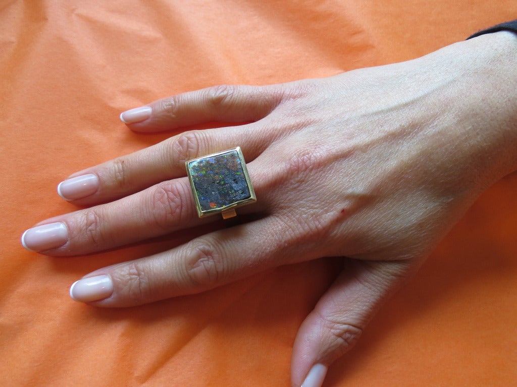 Modernist Opal Diamond Gold Ring 1