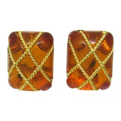 Seaman Schepps Amber Gold Cage Earrings