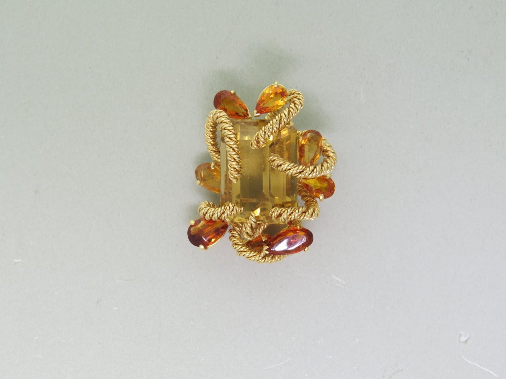 Rare Original 1960s David Webb Gem Set Earrings and Brooch Set