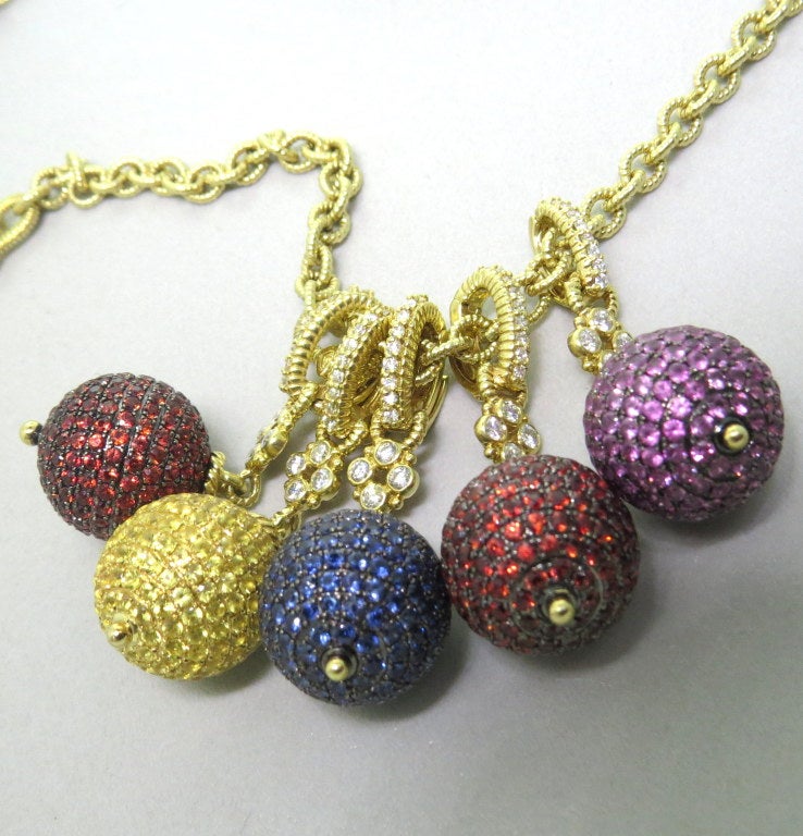 Women's Judith Ripka Truffle Necklace with Gem-Set Diamond Ball Pendants