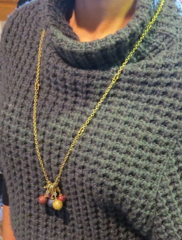 Judith Ripka Truffle Necklace with Gem-Set Diamond Ball Pendants 2
