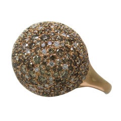 Modern Diamond Gold Ball Dome Ring Modern Diamond Gold Ball Dome Ring