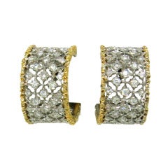 Classic Buccellati Scacchi Diamond Gold Hoop Earrings 8