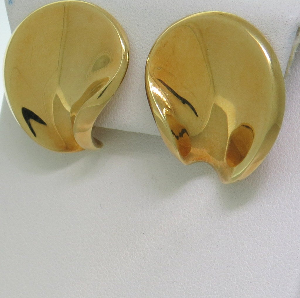 Georg Jensen 18k yellow gold twist earrings  - 26mm x 21mm Marked with Jensen mark,750. weight - 20.4g