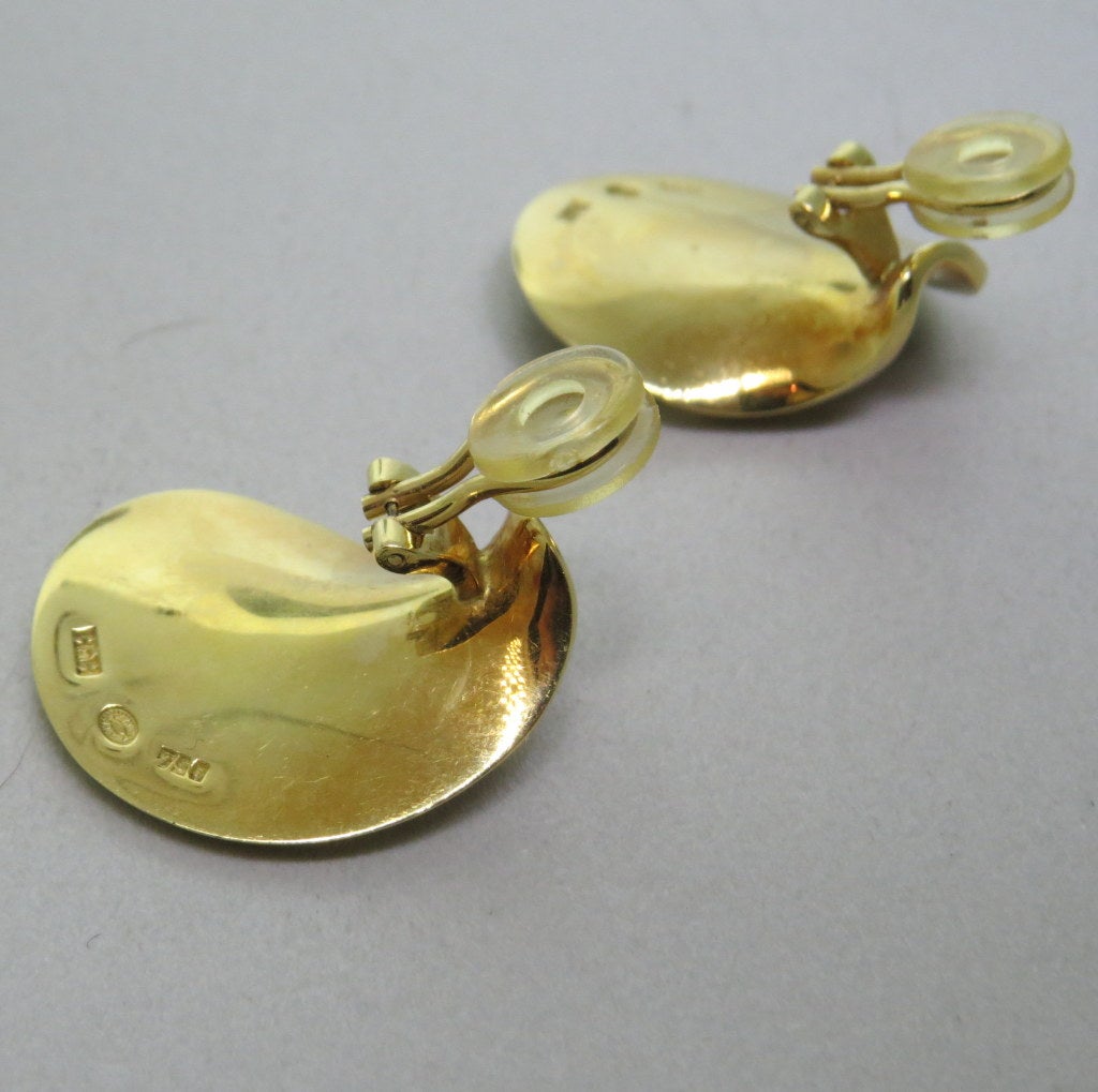 Georg Jensen Gold Twist Earrings In Excellent Condition In Lambertville, NJ