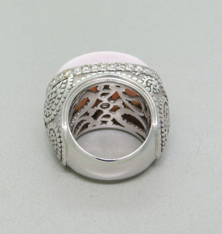 Women's Carrera y Carrera Aqua Pink Opal Diamond Gold Ring