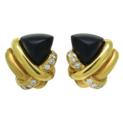 Marlene Stowe Wood Diamond Gold Earrings
