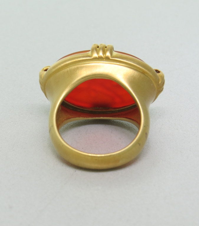 Slane & Slane Carnelian Intaglio Gold Ring In Excellent Condition In Lambertville, NJ