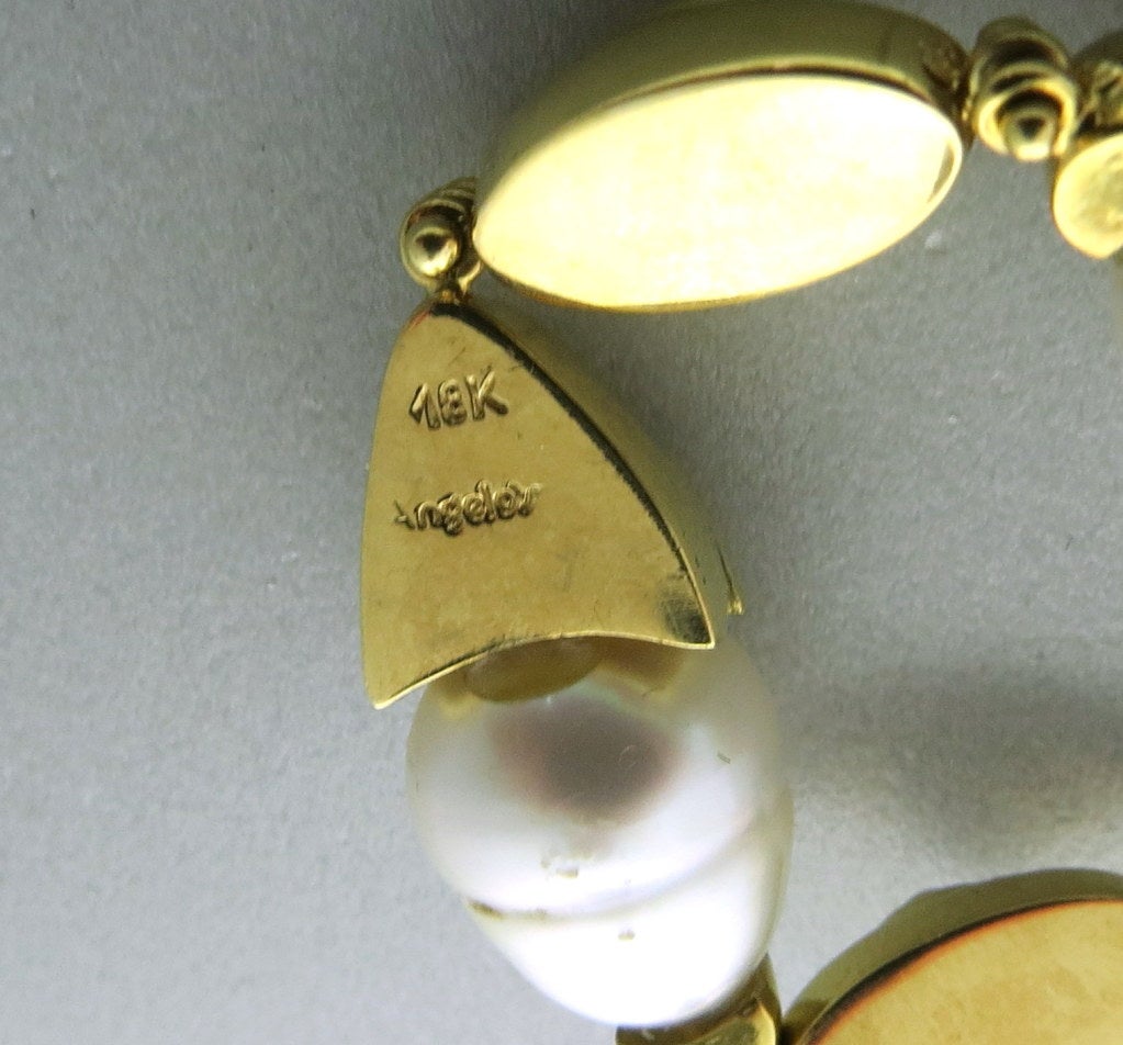 Boris Le Beau Baroque South Sea Pearl Diamond Gold Necklace In Excellent Condition In Lambertville, NJ